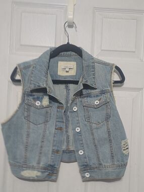 YMI Light Blue Denim Jacket Vest with Embroidered Label